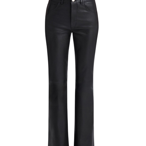 Nour Hammour Pants Color | Flare Stretch Leather Pants luxury leather Pants from Coveti