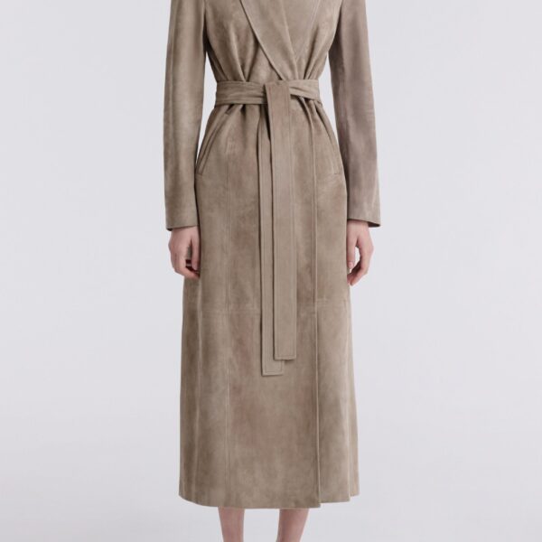 Nour Hammour Coats Color | Gallery Refined Suede Coat luxury leather Coats from Coveti