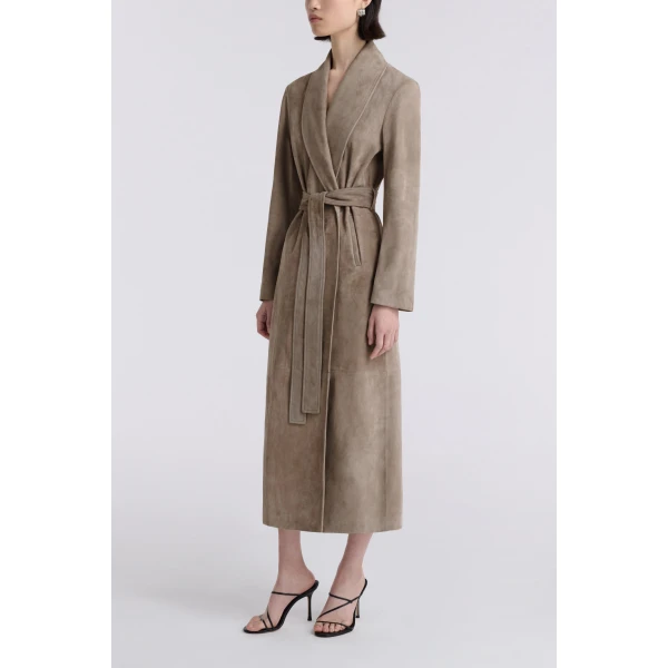 Nour Hammour Gallery Refined Suede Coat, view 3