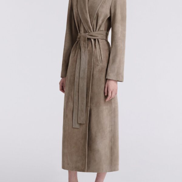 Nour Hammour Coats Color | Gallery Refined Suede Coat luxury leather Coats from Coveti