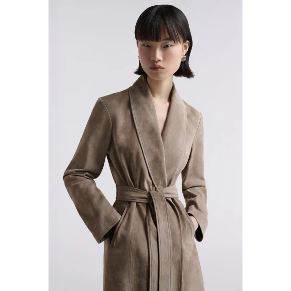 Nour Hammour Gallery Refined Suede Coat, view 4