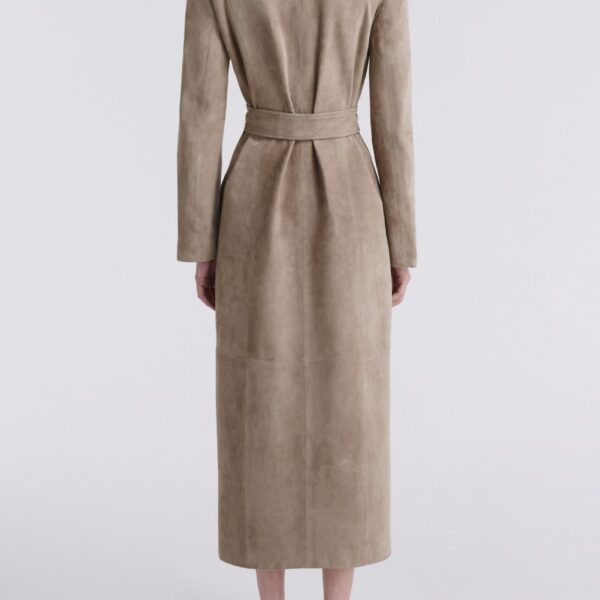 Nour Hammour Coats Color | Gallery Refined Suede Coat luxury leather Coats from Coveti