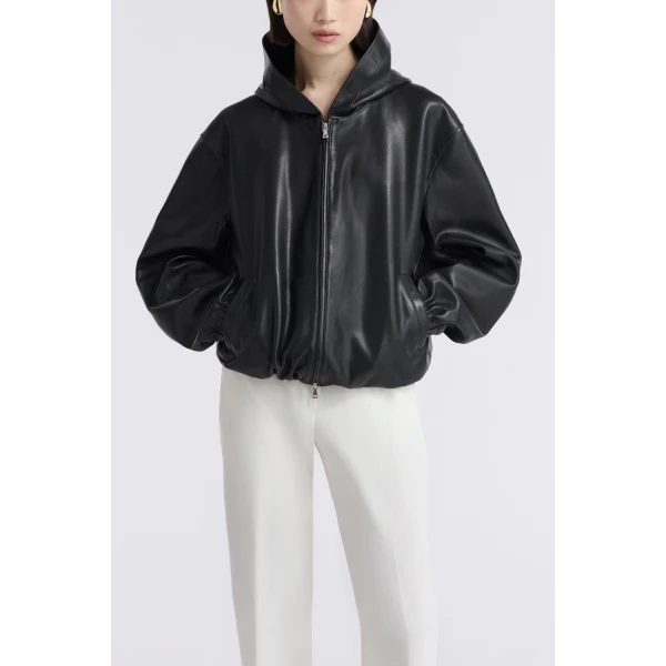 Nour Hammour Leo Supple Leather Hoodie, view 2