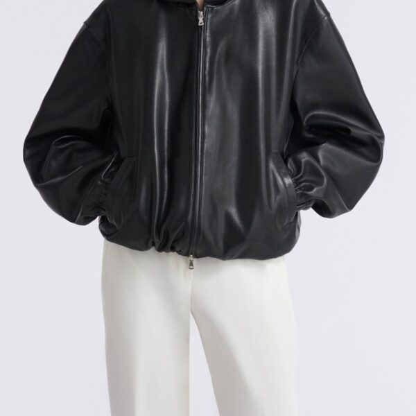 Nour Hammour Hoodies Color | Leo Supple Leather Hoodie luxury leather Hoodies from Coveti