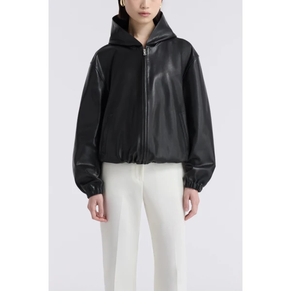 Nour Hammour Leo Supple Leather Hoodie, view 3