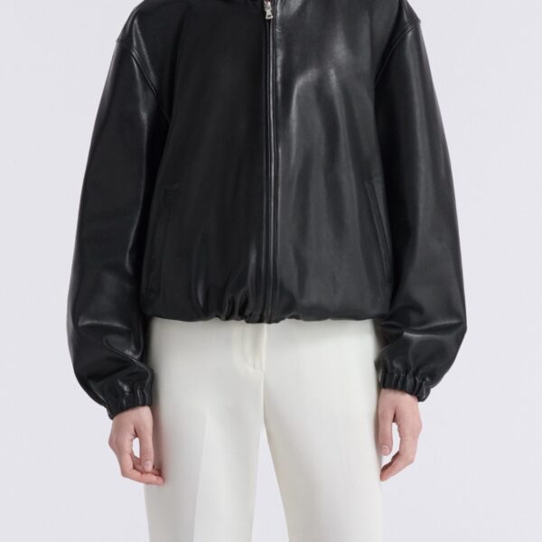 Nour Hammour Hoodies Color | Leo Supple Leather Hoodie luxury leather Hoodies from Coveti