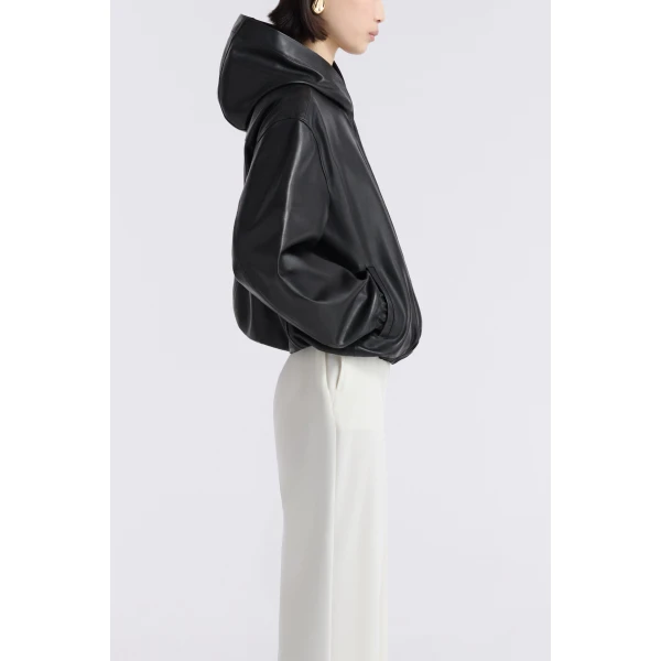 Nour Hammour Leo Supple Leather Hoodie, view 4