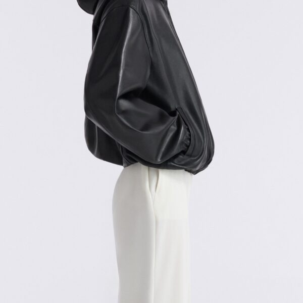 Nour Hammour Hoodies Color | Leo Supple Leather Hoodie luxury leather Hoodies from Coveti