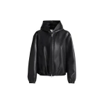 Nour Hammour Hoodies Color | Leo Supple Leather Hoodie luxury leather Hoodies from Coveti