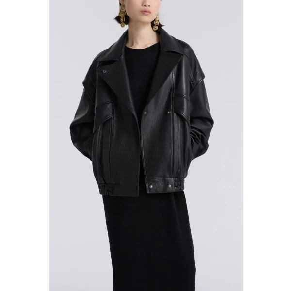 Nour Hammour Micah Sumptuous Leather Bomber Jacket, view 2