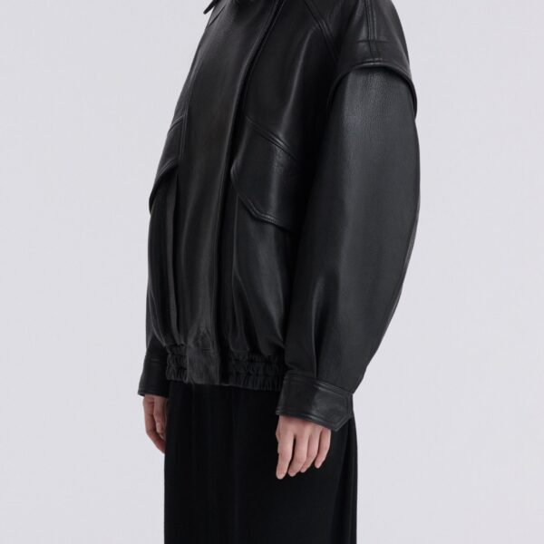 Nour Hammour Jackets Color | Micah Sumptuous Leather Bomber luxury leather Jackets from Coveti