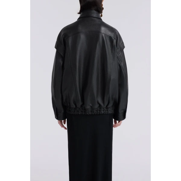 Nour Hammour Micah Sumptuous Leather Bomber Jacket, view 4
