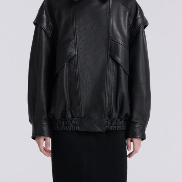Nour Hammour Jackets Color | Micah Sumptuous Leather Bomber luxury leather Jackets from Coveti
