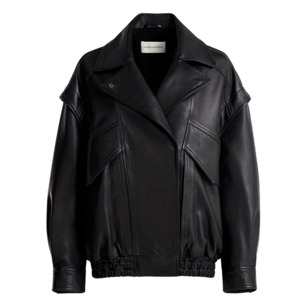 Nour Hammour Jackets Color | Micah Sumptuous Leather Bomber luxury leather Jackets from Coveti