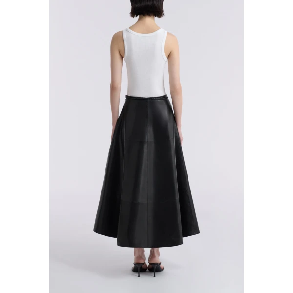 Nour Hammour Opera Sweeping Leather Skirt, view 4
