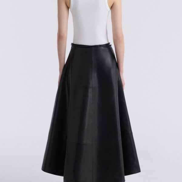 Nour Hammour Skirts Color | Opera Sweeping Leather Skirt luxury leather Skirts from Coveti