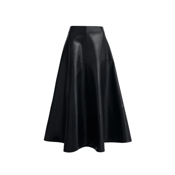 Nour Hammour Skirts Color | Opera Sweeping Leather Skirt luxury leather Skirts from Coveti