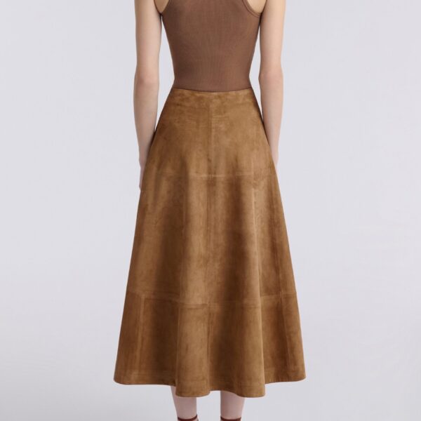 Nour Hammour Skirts Color | Opera Sweeping Suede Skirt luxury leather Skirts from Coveti