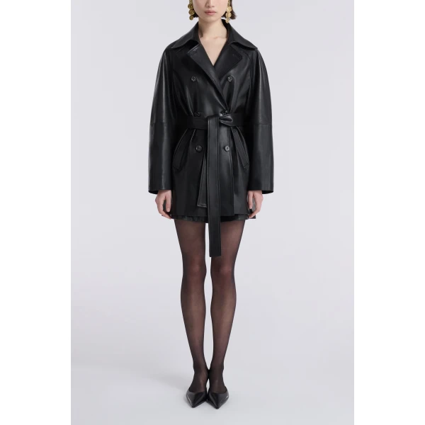 Nour Hammour Quinn Sublime Leather Trench Coat, view 2