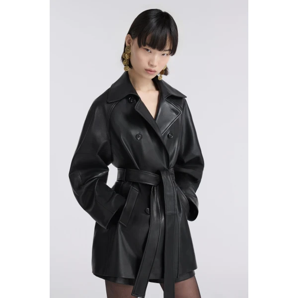 Nour Hammour Quinn Sublime Leather Trench Coat, view 3