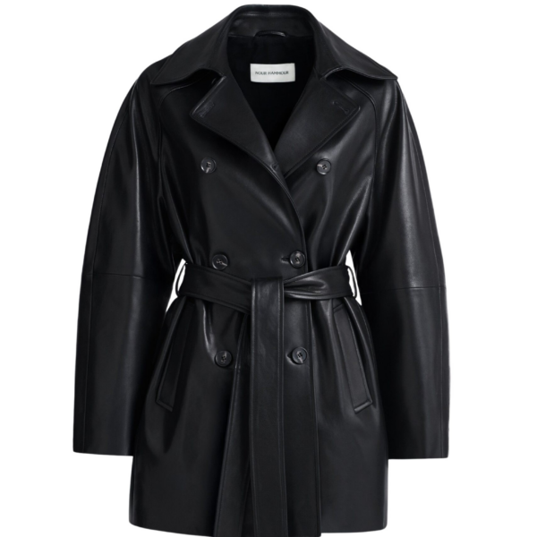 Nour Hammour Coats Color | Quinn Sublime Leather Trench luxury leather Coats from Coveti