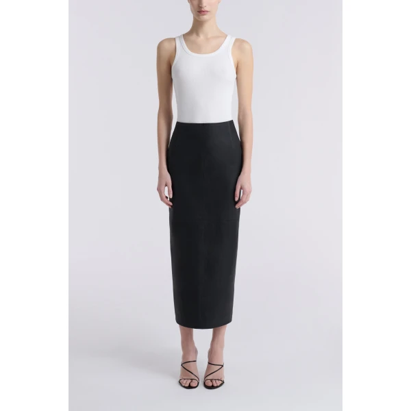 Nour Hammour Slinky Stretch Leather Skirt, view 2