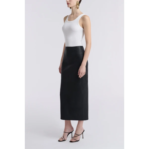 Nour Hammour Slinky Stretch Leather Skirt, view 3