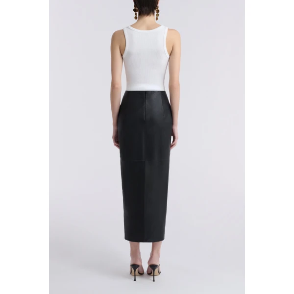 Nour Hammour Slinky Stretch Leather Skirt, view 4