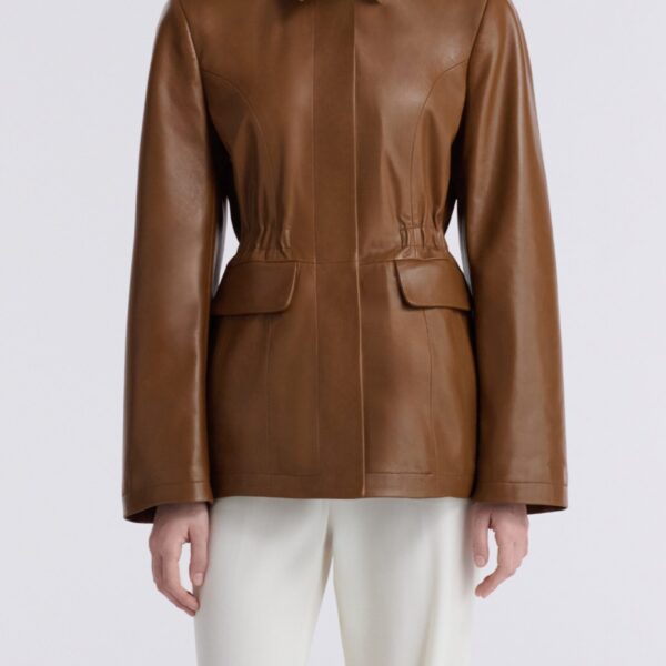 Nour Hammour Jackets Color | Wells Cinched Leather Jacket luxury leather Jackets from Coveti