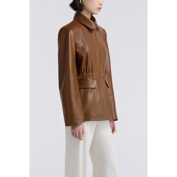 Nour Hammour Wells Cinched Leather Jacket, view 4