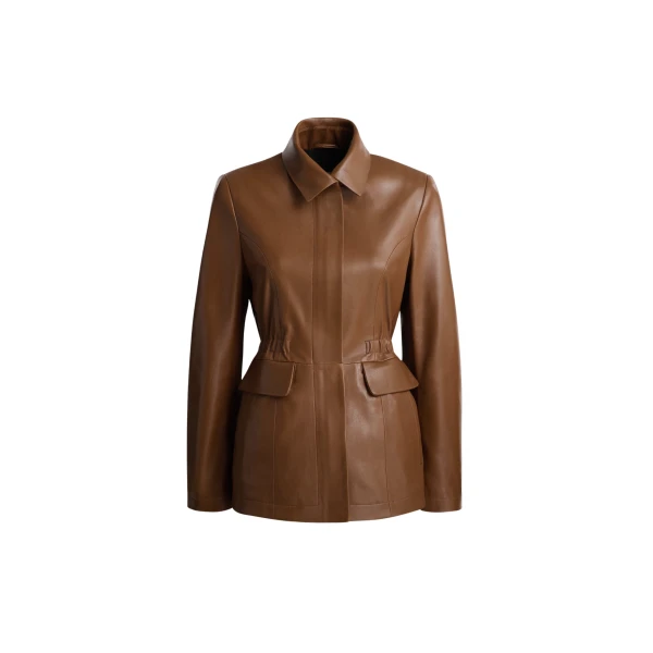 Nour Hammour Jackets Color | Wells Cinched Leather Jacket luxury leather Jackets from Coveti