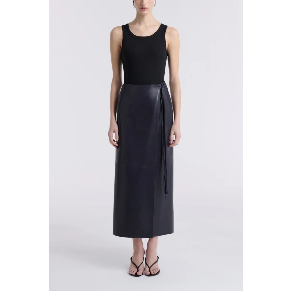 Nour Hammour Wrap Soft Leather Skirt, view 2