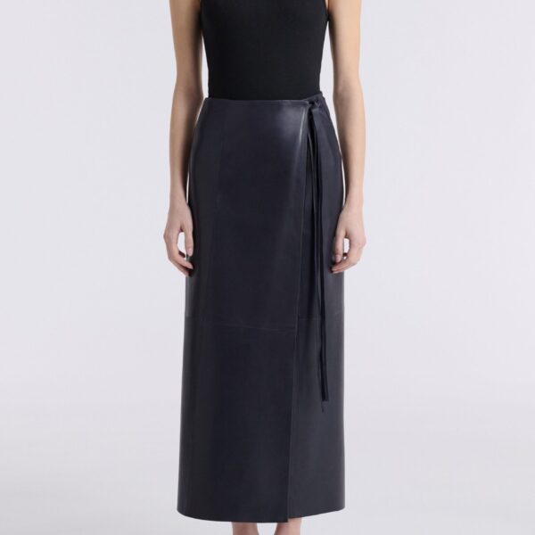 Nour Hammour Skirts Color | Wrap Soft Leather Skirt luxury leather Skirts from Coveti