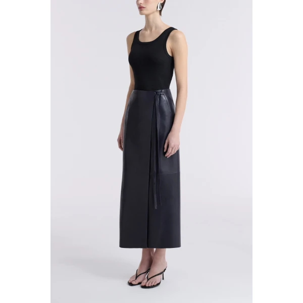 Nour Hammour Wrap Soft Leather Skirt, view 3