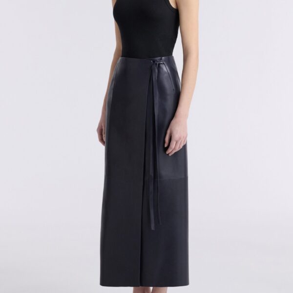 Nour Hammour Skirts Color | Wrap Soft Leather Skirt luxury leather Skirts from Coveti