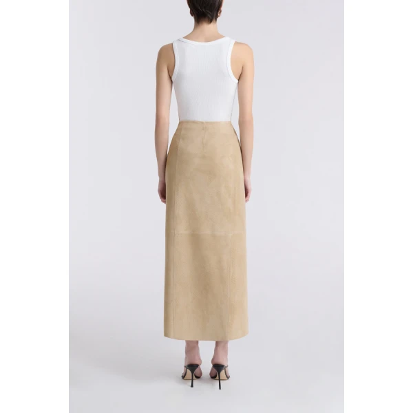Nour Hammour Wrap Soft Suede Skirt, view 4