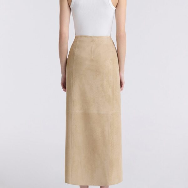 Nour Hammour Skirts Color | Wrap Soft Suede Skirt luxury leather Skirts from Coveti