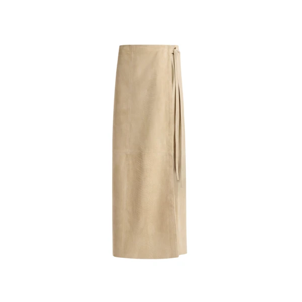 Nour Hammour Skirts Color | Wrap Soft Suede Skirt luxury leather Skirts from Coveti