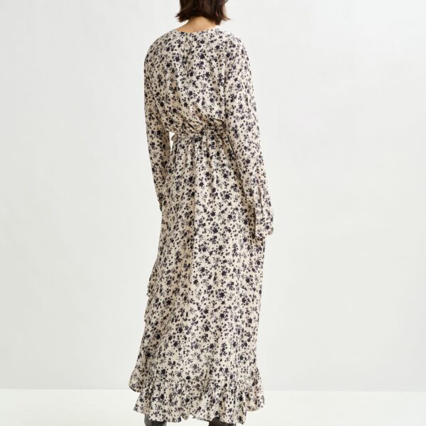 Essentiel Antwerp Off-white and black asymmetrical floral midi dress - Essentiel Antwerp Dresses - Colorful Belgian Design - Shop at Coveti