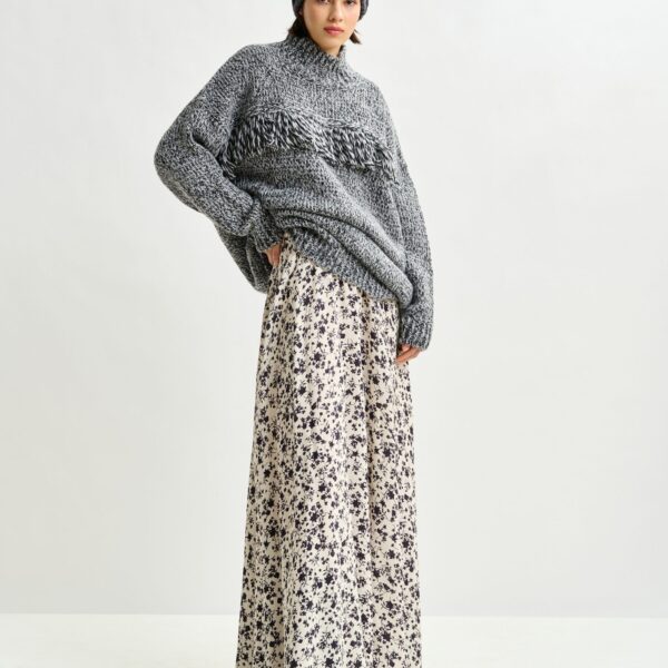 Essentiel Antwerp Off-white and black floral maxi skirt - Essentiel Antwerp Skirts - Colorful Belgian Design - Shop at Coveti