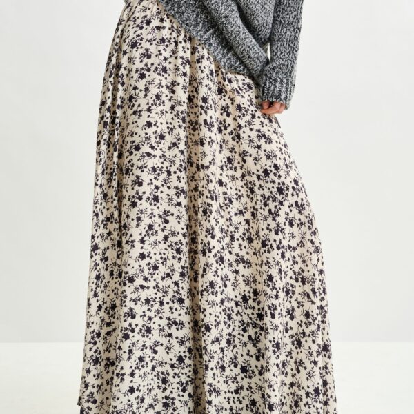 Essentiel Antwerp Off-white and black floral maxi skirt - Essentiel Antwerp Skirts - Colorful Belgian Design - Shop at Coveti