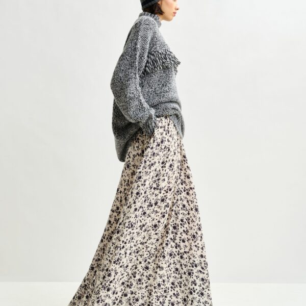 Essentiel Antwerp Off-white and black floral maxi skirt - Essentiel Antwerp Skirts - Colorful Belgian Design - Shop at Coveti