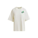 Essentiel Antwerp Off-white and green cotton T-shirt with bead embroidery - Essentiel Antwerp Shirts - Colorful Belgian Design - Shop at Coveti