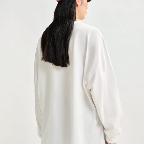 Essentiel Antwerp Off-white and green printed organic cotton long-sleeve T-shirt - Essentiel Antwerp Shirts - Colorful Belgian Design - Shop at Coveti