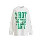 Essentiel Antwerp Off-white and green printed organic cotton long-sleeve T-shirt - Essentiel Antwerp Shirts - Colorful Belgian Design - Shop at Coveti