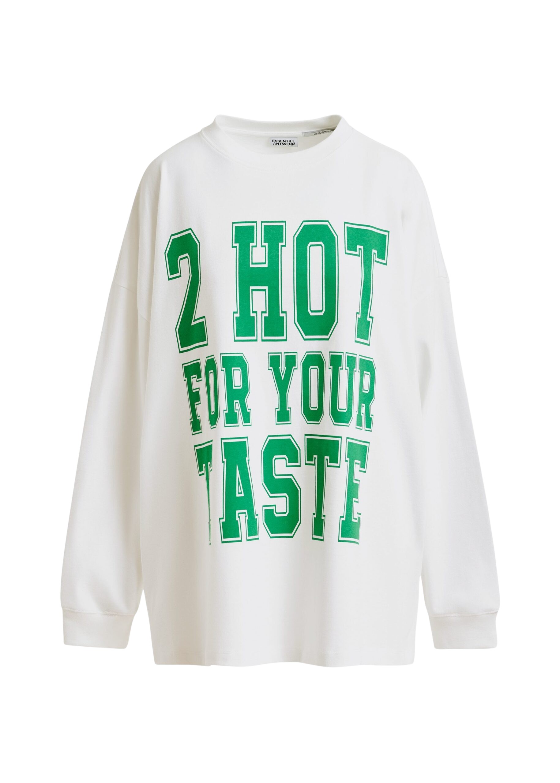 Essentiel Antwerp Off-white and green printed organic cotton long-sleeve T-shirt - Essentiel Antwerp Shirts - Colorful Belgian Design - Shop at Coveti