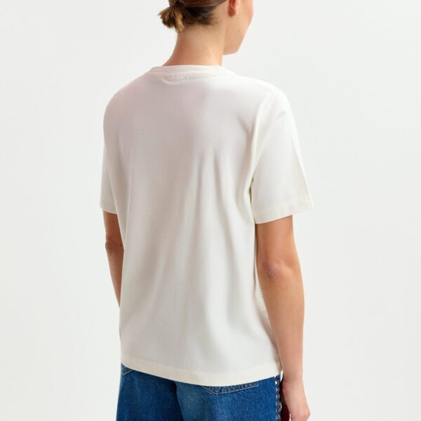 Essentiel Antwerp Off-white and multicolor cotton T-shirt with sequin embroidery - Essentiel Antwerp Shirts - Colorful Belgian Design - Shop at Coveti