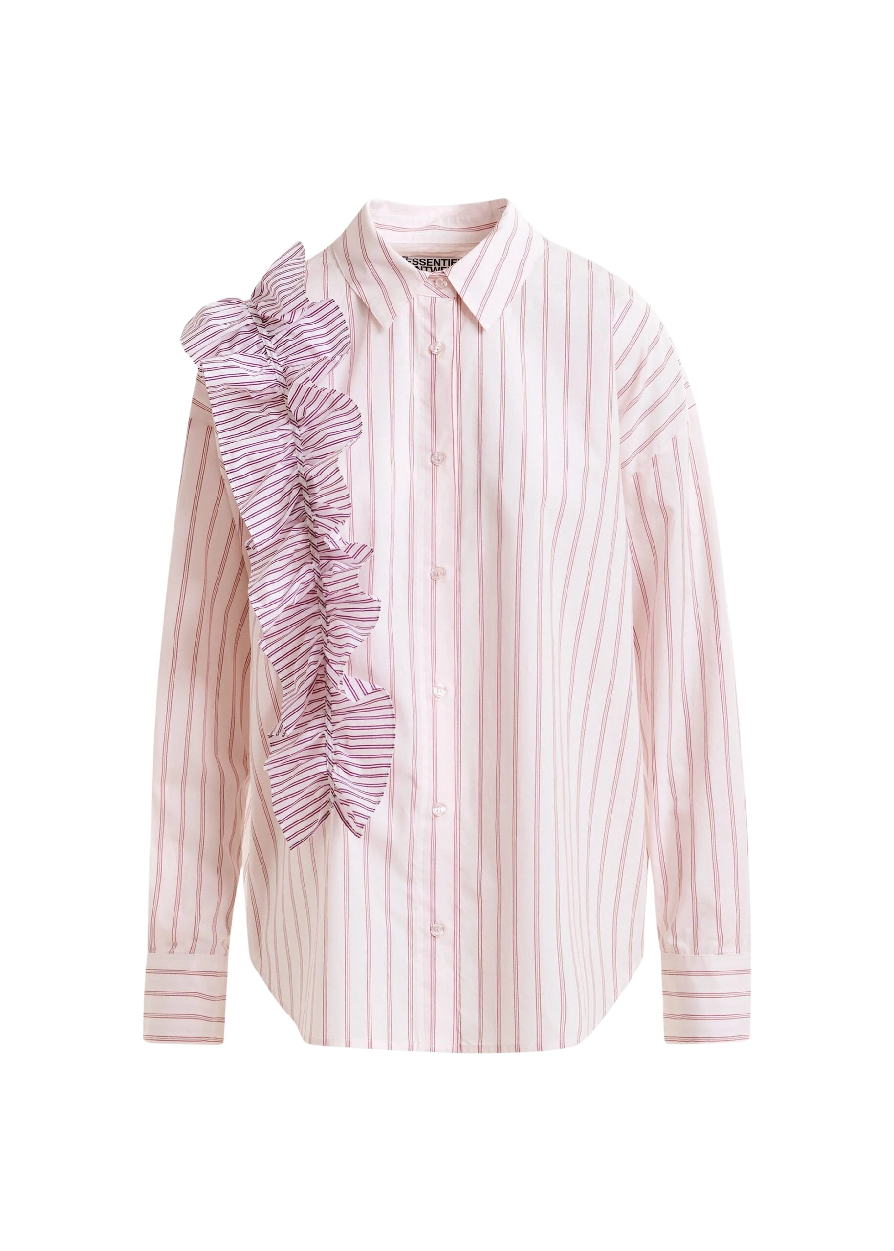 Off-white-and-red-striped-cotton-shirt-with-ruffle-detail-Essentiel-Antwerp-Shirts-scaled69418_nobg Essentiel Antwerp Off-white and red striped cotton shirt with ruffle detail - Essentiel Antwerp Shirts - Colorful Belgian Design - Shop at Coveti