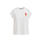 Essentiel Antwerp Off-white cotton T-shirt with bead embroidery - Essentiel Antwerp Shirts - Colorful Belgian Design - Shop at Coveti