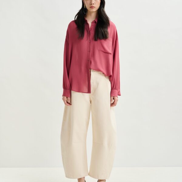 Essentiel Antwerp Off-white cotton cropped barrel-leg jeans - Essentiel Antwerp Pants - Colorful Belgian Design - Shop at Coveti